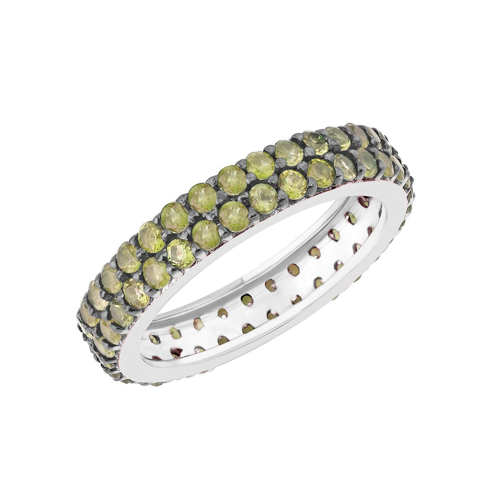 Peridot Sterling Silver Two Row Eternity Band Ring