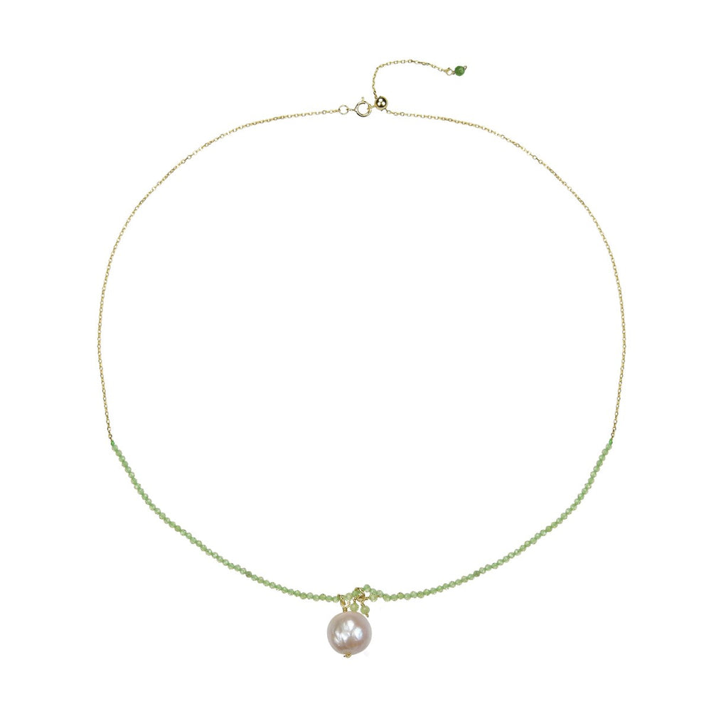 Peridot and Freshwater Pearl Beaded Pendant Necklace