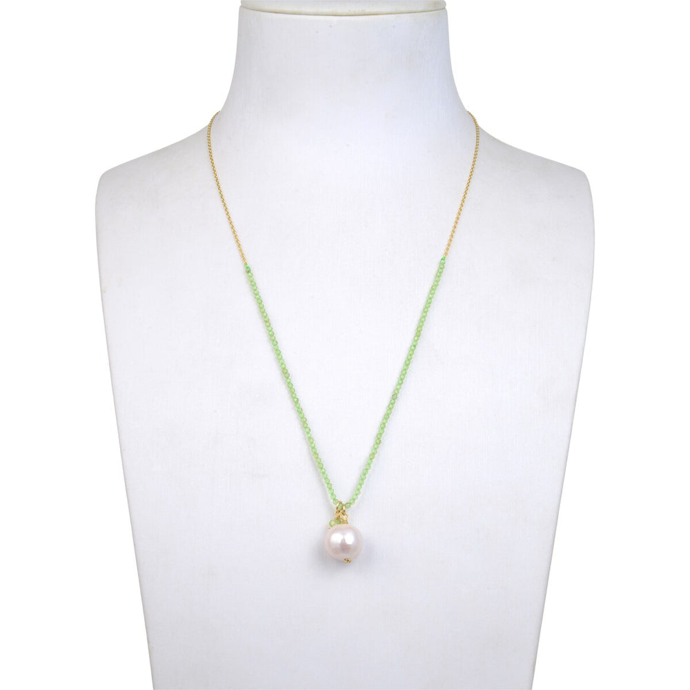 Peridot and Freshwater Pearl Beaded Pendant Necklace