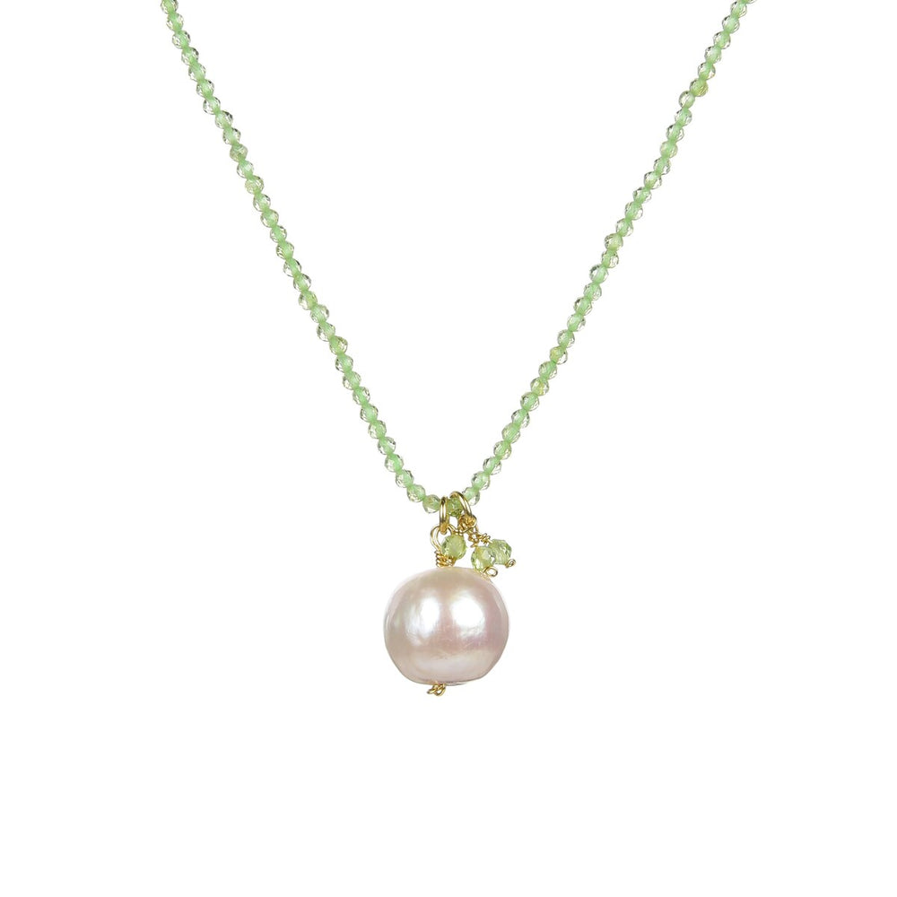 Peridot and Freshwater Pearl Beaded Pendant Necklace