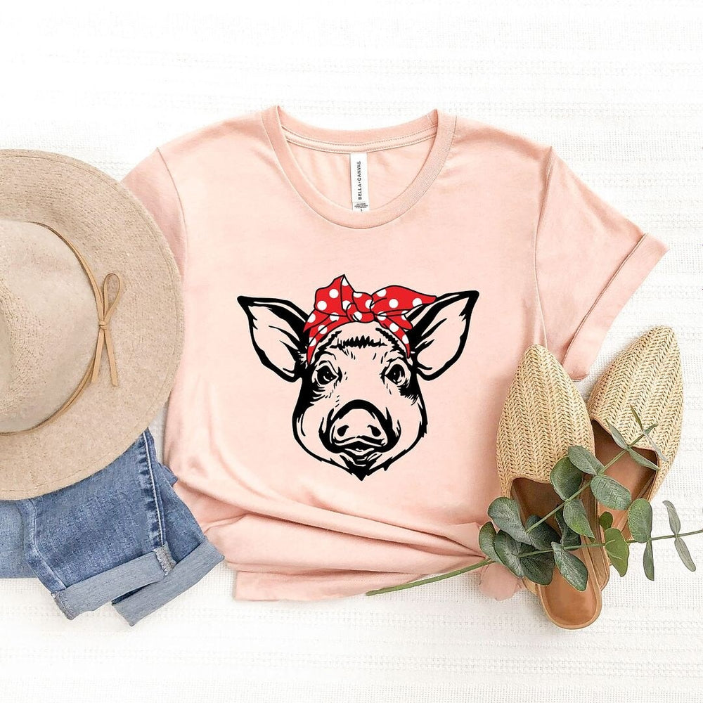 Pig and Bandana Short Sleeve Crewnneck Tee