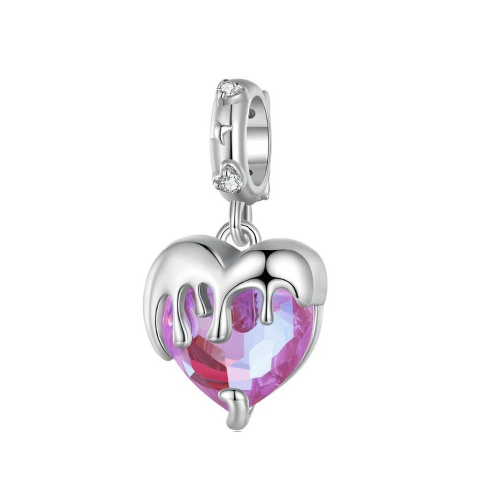 Pik Cubic Zirconia & Sterling SIlver Melting Heart Charm