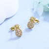 Pineapple Stud Earrings with Swarovski Crystals in 18K Gold