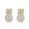 Pineapple Stud Earrings with Swarovski Crystals in 18K Gold