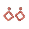 Pink Beaded Open Diamond Shaped Earrings