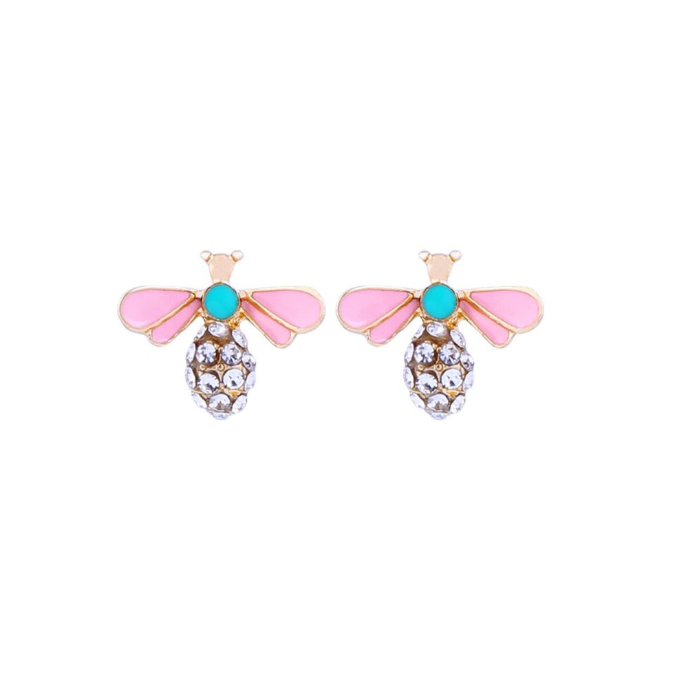 Pink Blue Bee Stud Earrings