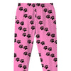 Pink Cat Face & Stripe Print Dress & Paws Print Leggings