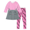 Pink Cat Face & Stripe Print Dress & Paws Print Leggings