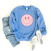 Pink Checker Smiley Face Graphic Sweatshirt