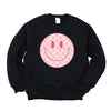 Pink Checker Smiley Face Graphic Sweatshirt