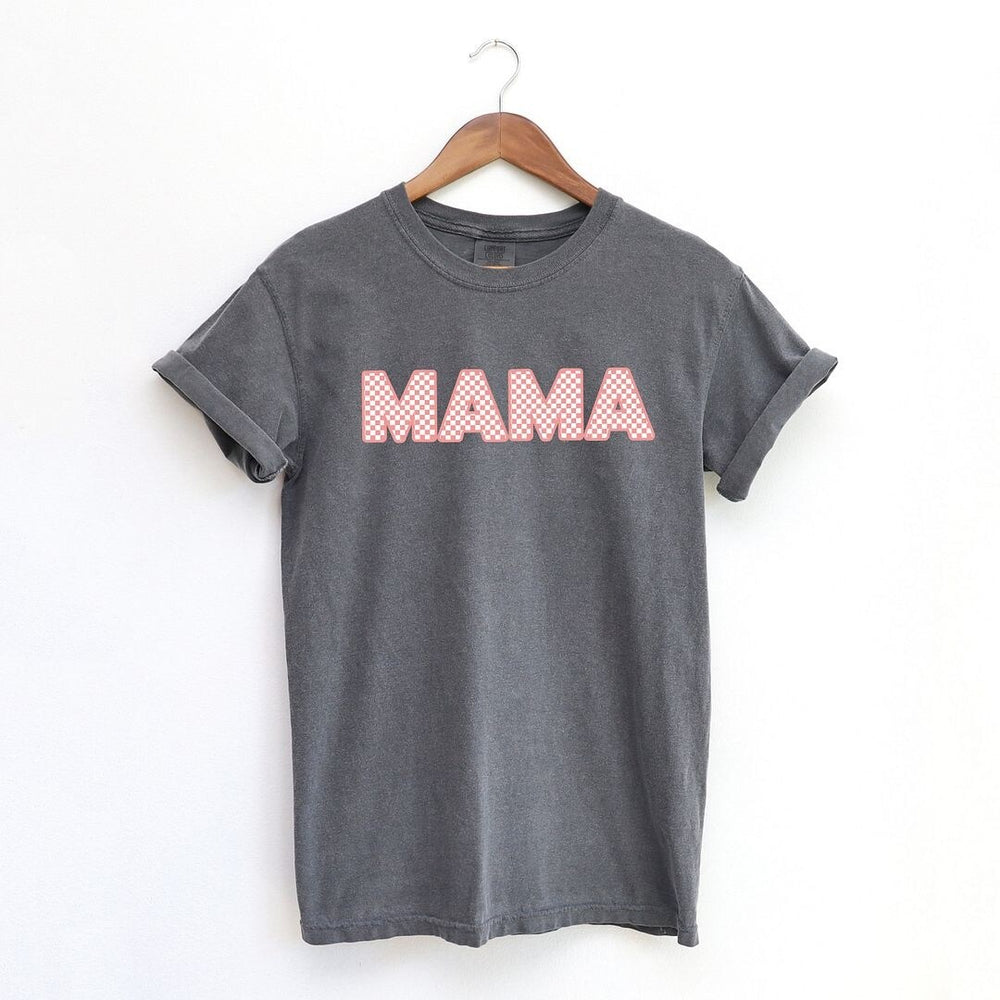 Pink Checkered Mama Garment Dyed Tee