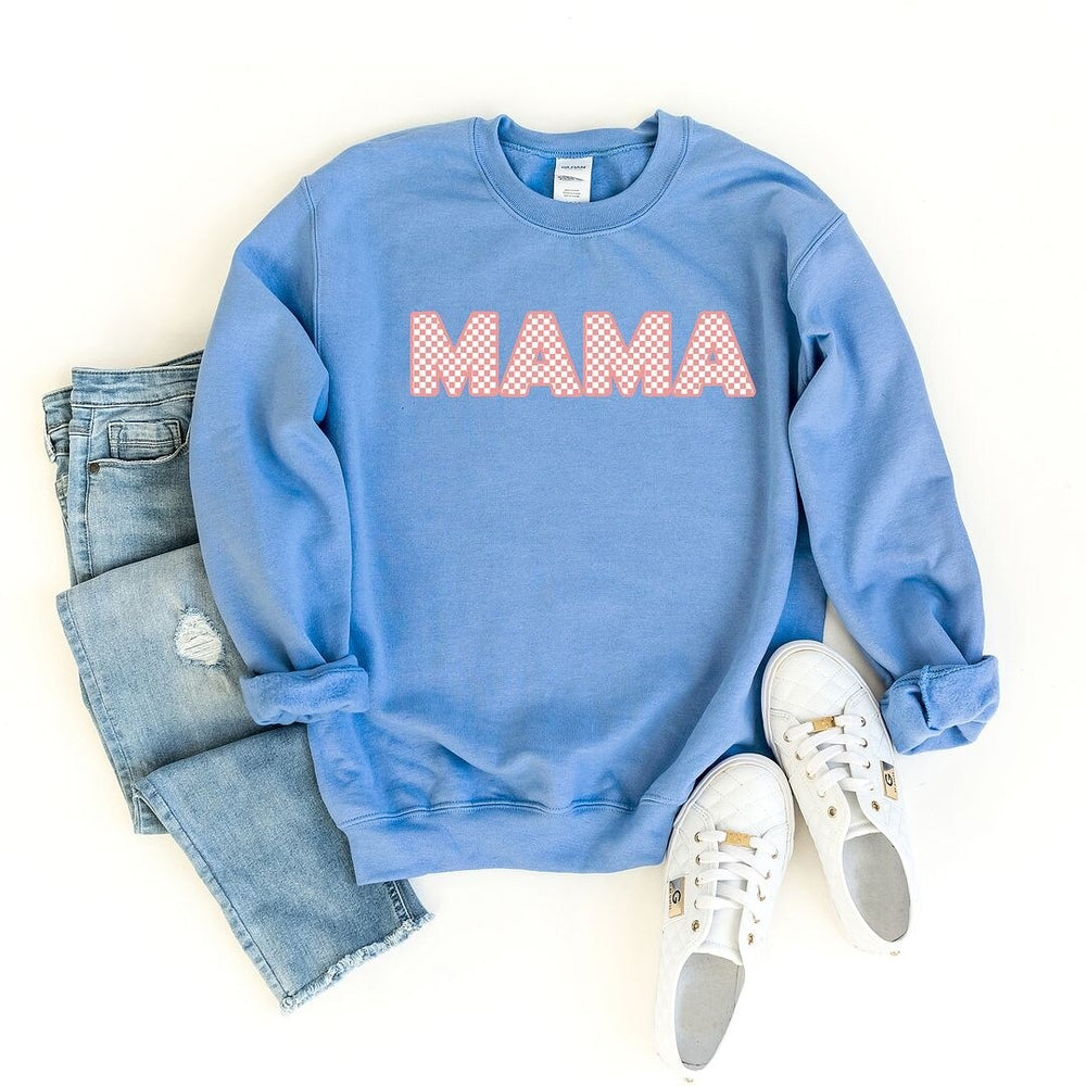 Pink Checkered Mama Graphic Sweatshirt