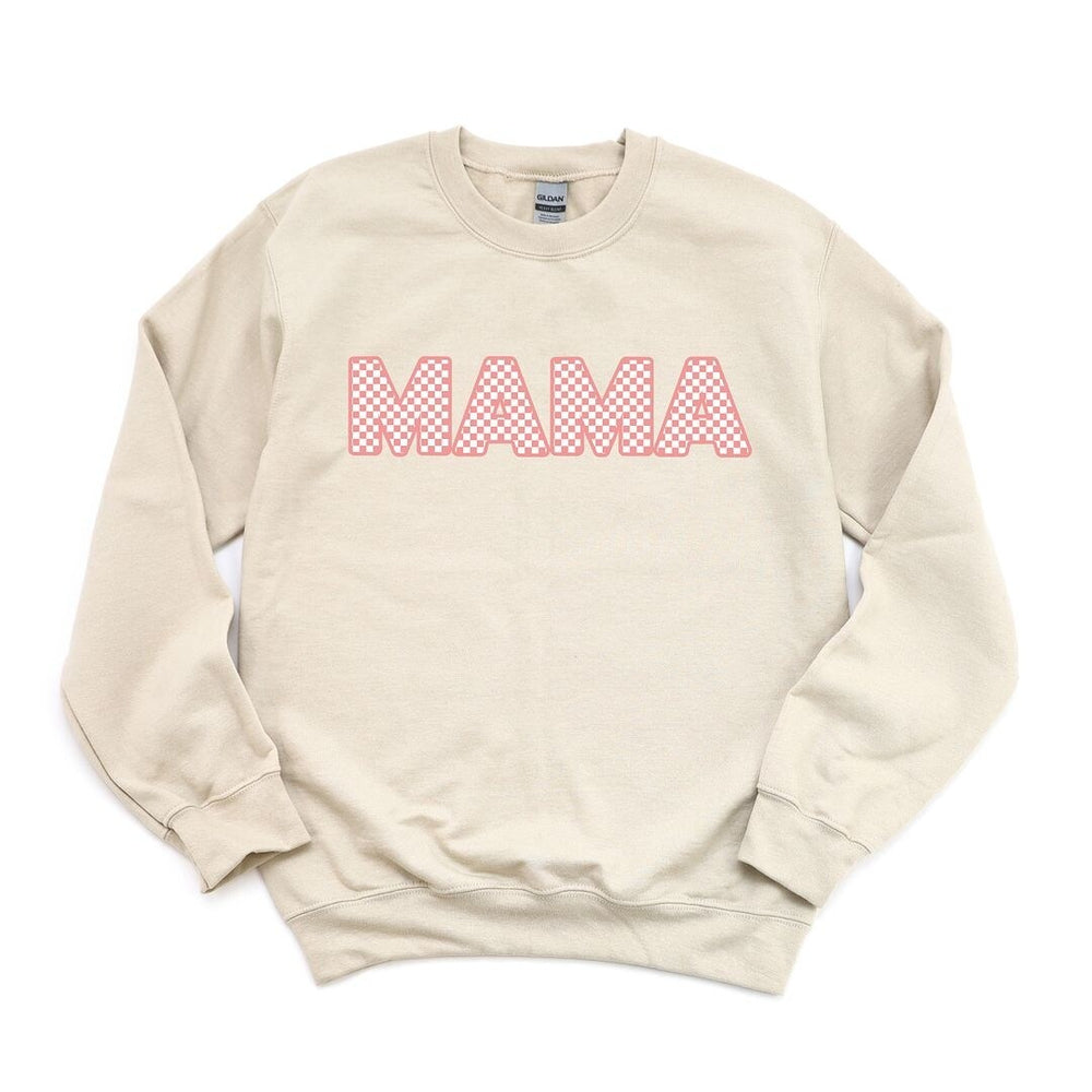 Pink Checkered Mama Graphic Sweatshirt