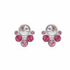 Pink Clear Mix Swarovski Crystal Circular Clustered Stud Earrings