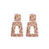 Pink Clustered Geometric Crystal Open Drop Earrings