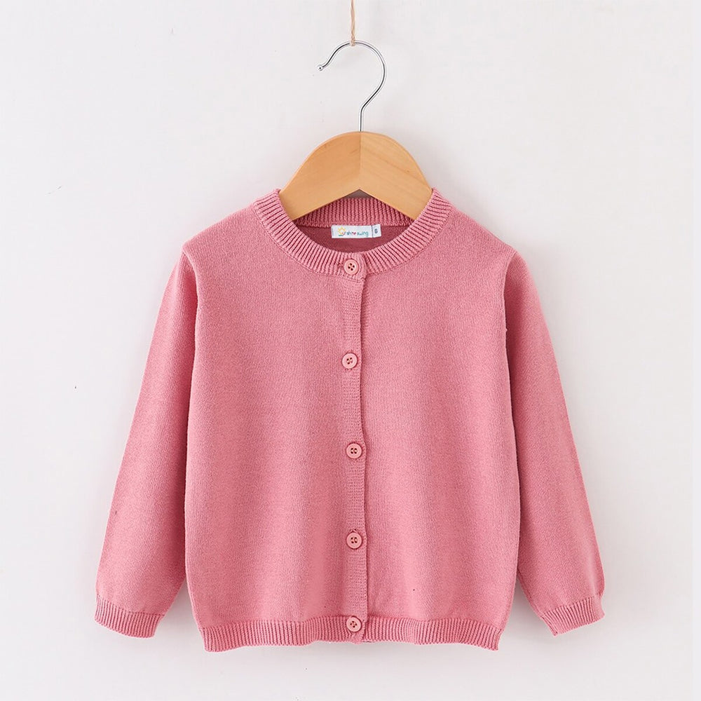 Pink Crewneck Cardigan