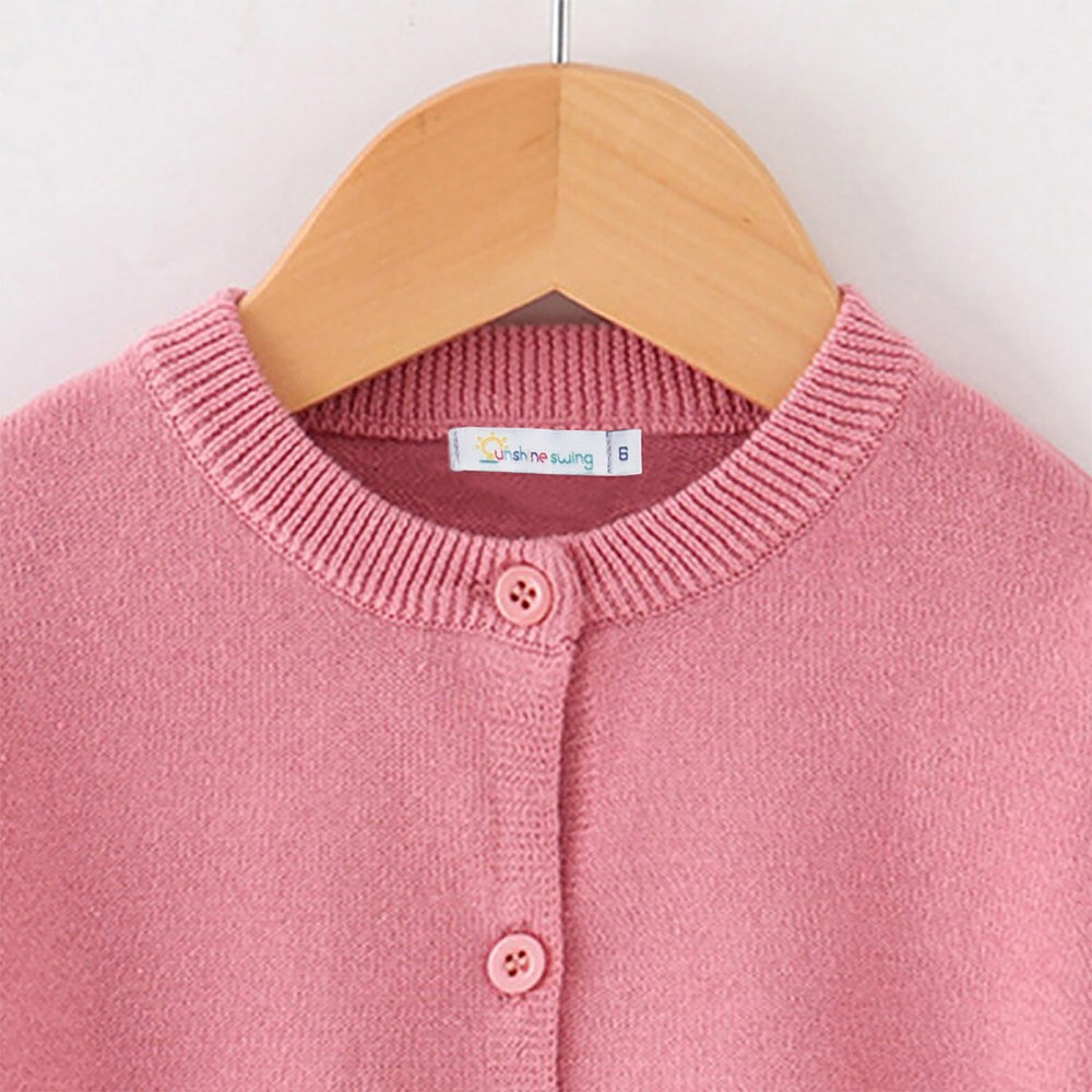 Pink Crewneck Cardigan