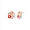 Pink Crystal Clustered Flower Earrings