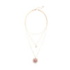 Pink Crystal Flower Goldtone Layered Necklace - White