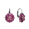 Pink Crystal Flower Leverback Earrings