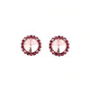 Pink Crystal Halo Stud Earrings