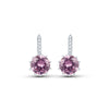 Pink Cubic Zirconia Silvertone Drop Earrings