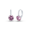 Pink Cubic Zirconia Silvertone Drop Earrings