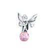 Pink Cubic Zirconia & Sterling Silver Fairy Charm