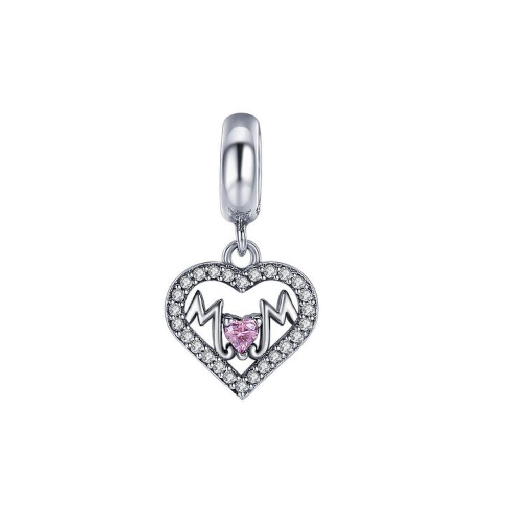 Pink Cubic Zirconia & Sterling Silver Heart 