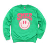 Pink Distressed Smiley Graphic Sweatshirt