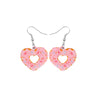 Pink Donut Heart Drop Earrings