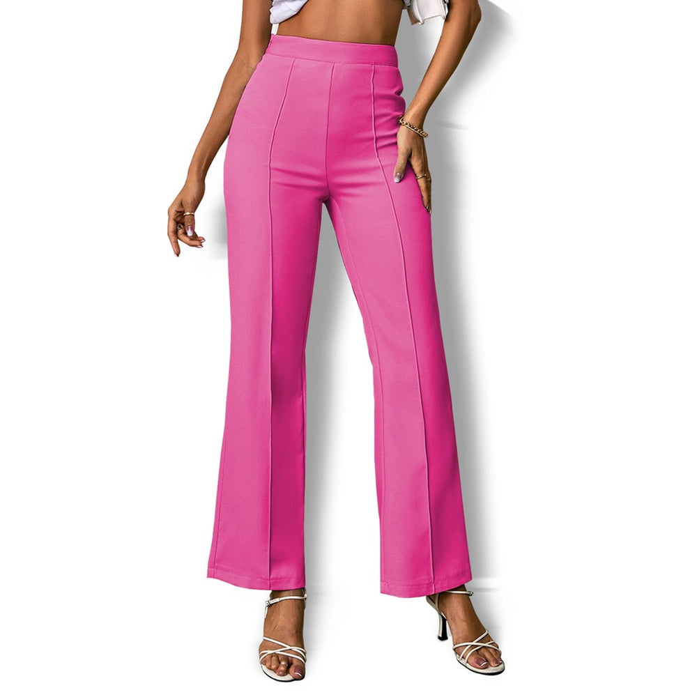 Pink Elastic Waist Bootcut Pants