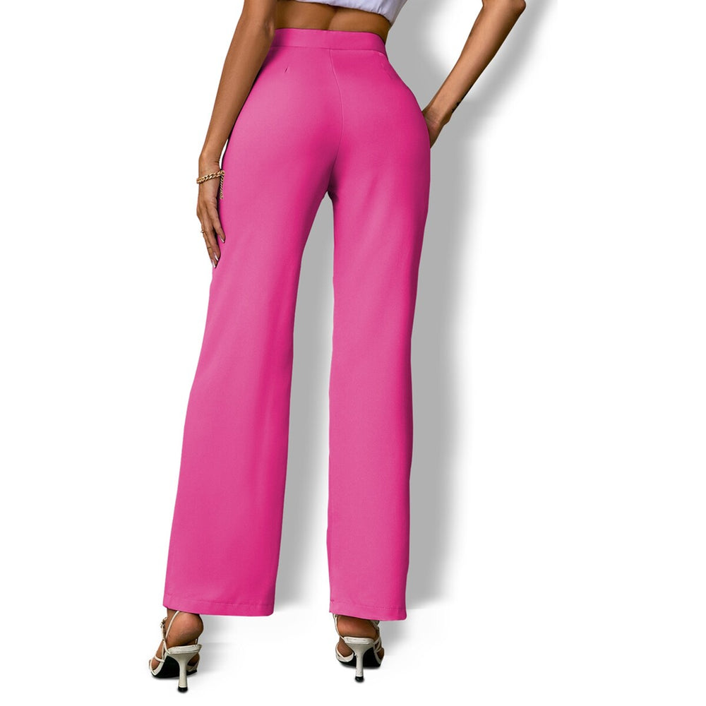 Pink Elastic Waist Bootcut Pants