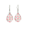 Pink Flamingo Leaves Teardrop Drop Earrings