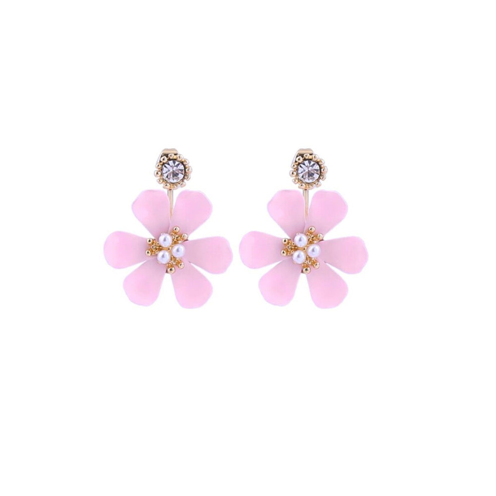 Pink Floral Crystal Earrings