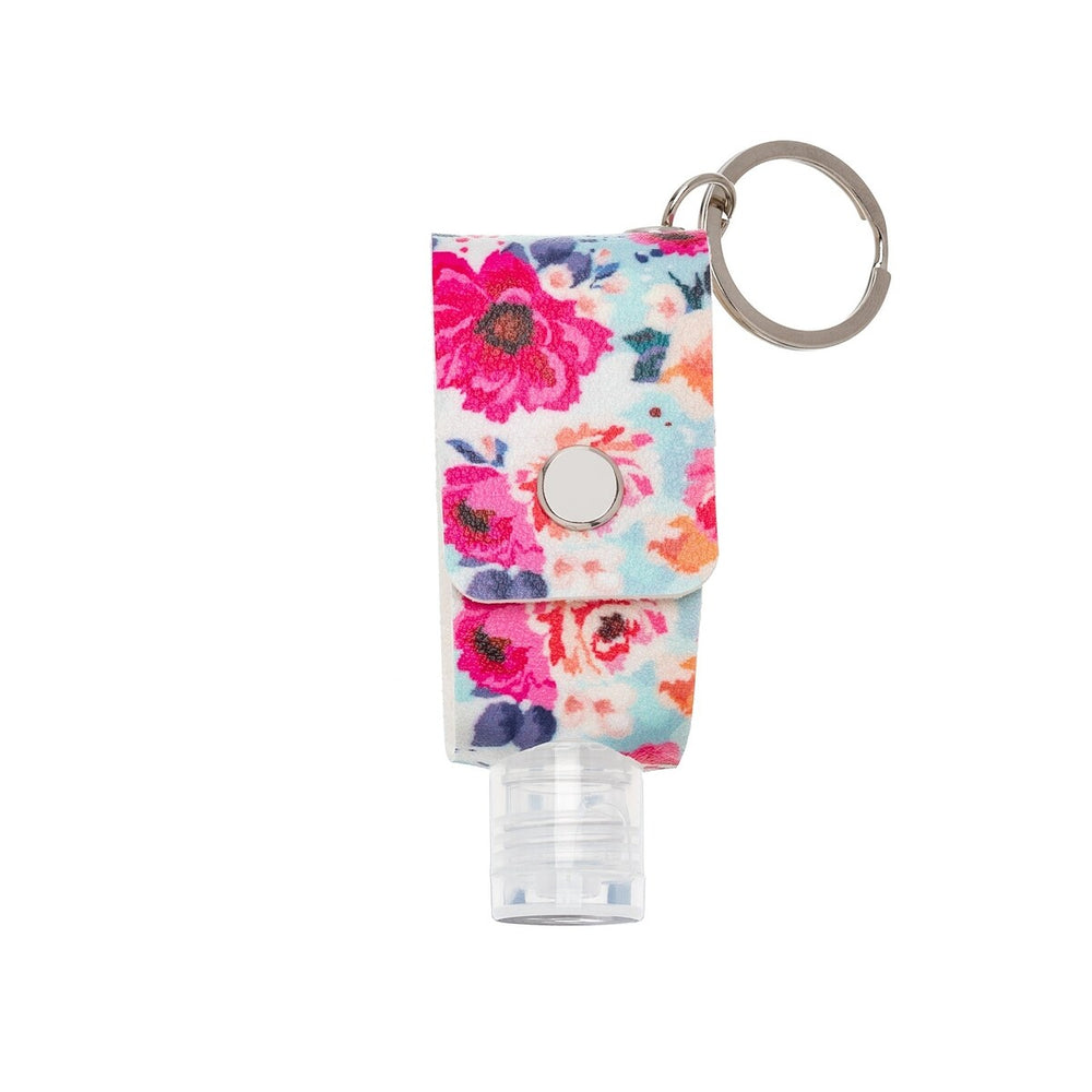 Pink Floral Hand Sanitizer Key Chain With Empty 30 Ml Bottle