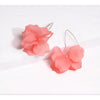 Pink Floral Leaf Drop Earrings