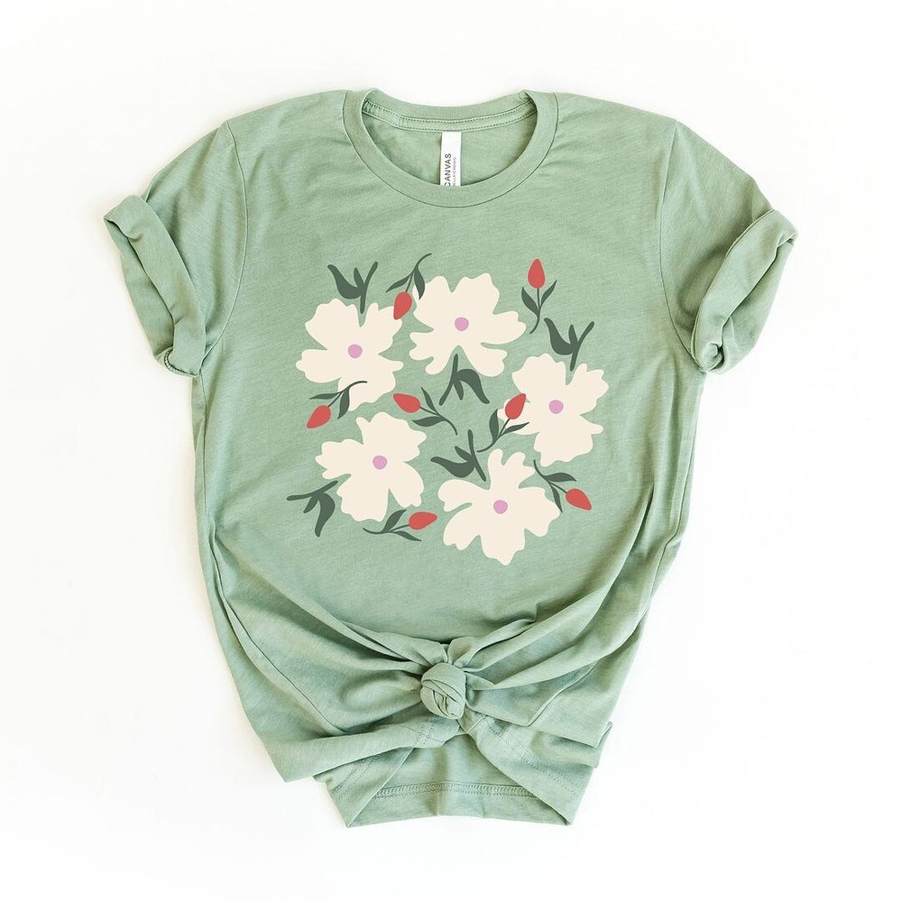 Pink Flowers And Buds Short Sleeve Tee