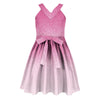 Pink Glitter Ombre Print Bow-Belted Sleeveless Dress