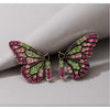 Pink Green Crystal Butterfly Stud Earrings