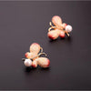 Pink Imitation Pearl Butterfly Stud Earrings