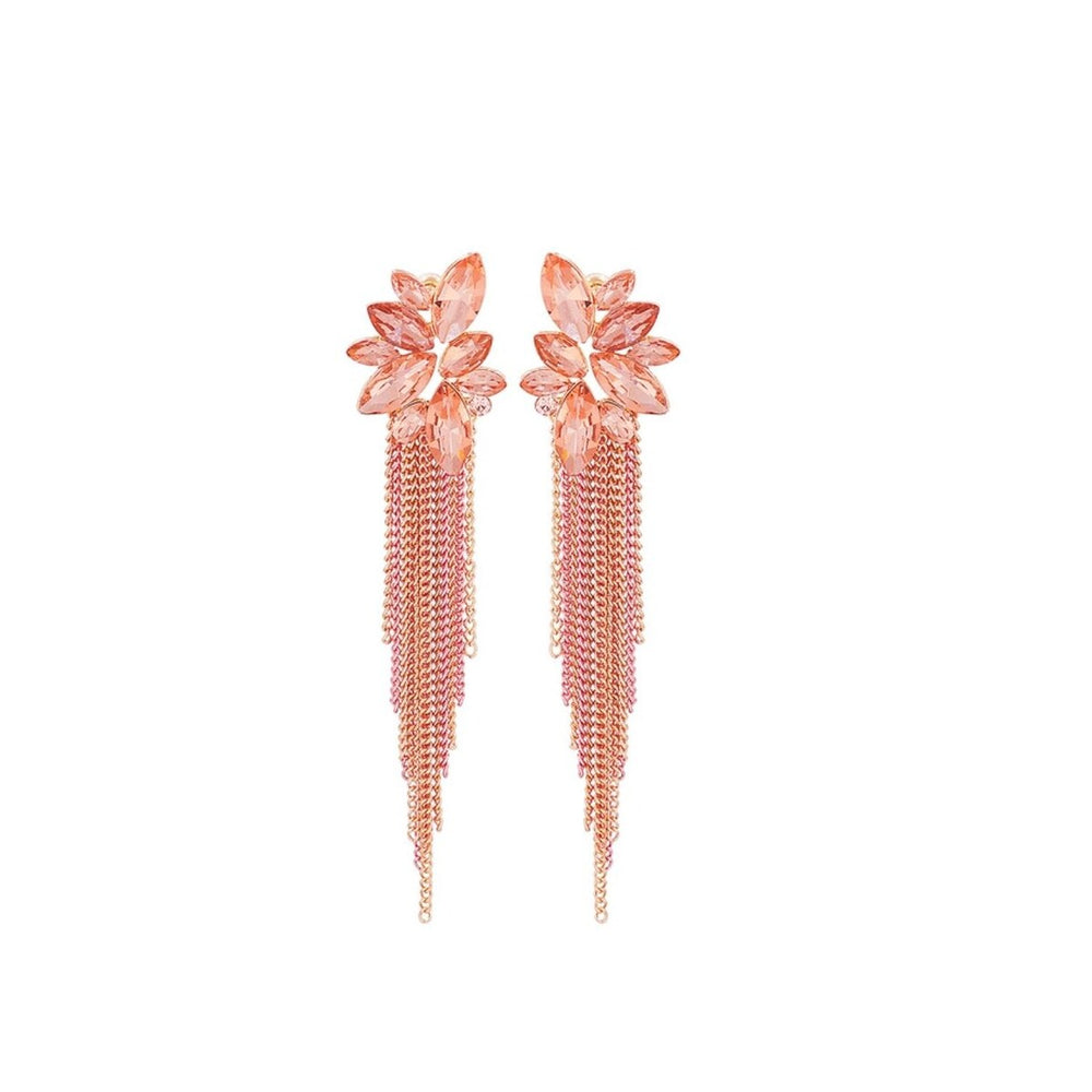 Pink Mix Marquis Crystal Multi-chain Drop Earrings