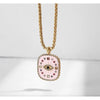 Pink Multi Colored Crystal All Seeing Eye Square Pendant Necklace - White