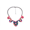 Pink Multi Colored Statement Necklace - White