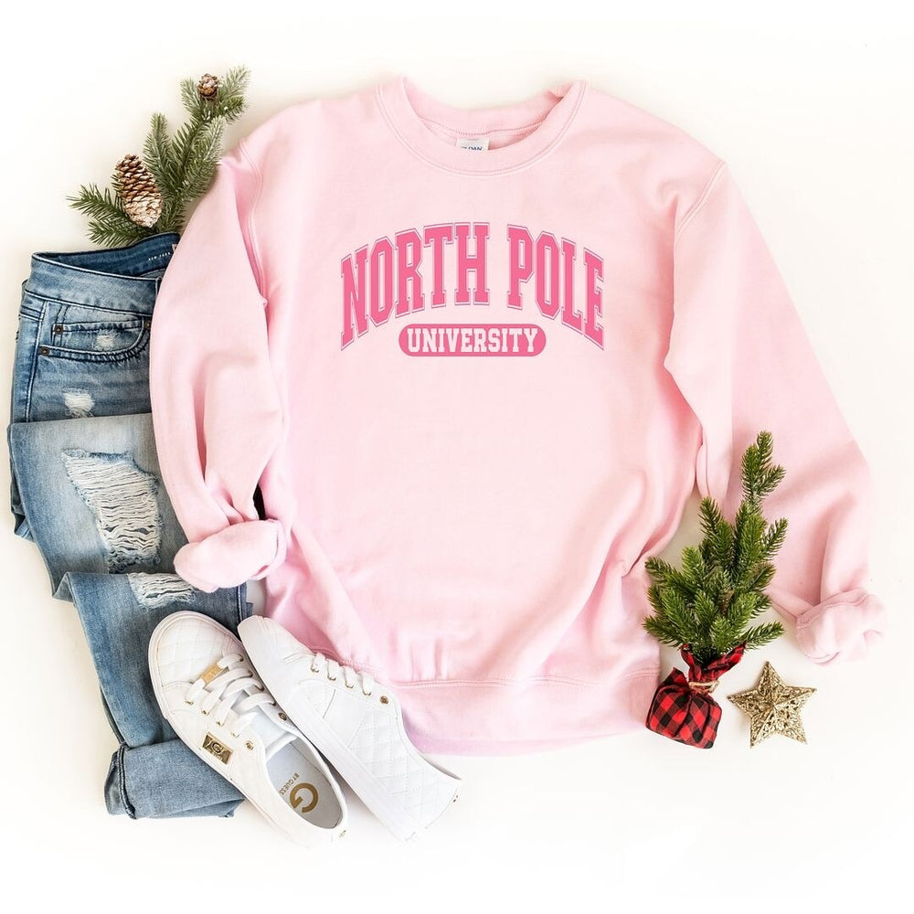 Pink North Pole University Graphic Sweatshirt