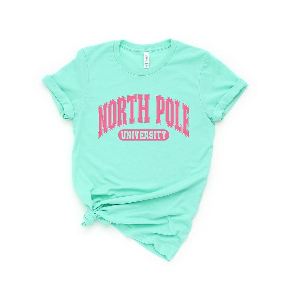 Pink North Pole University Short Sleeve Crewnneck Tee