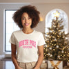 Pink North Pole University Short Sleeve Crewnneck Tee