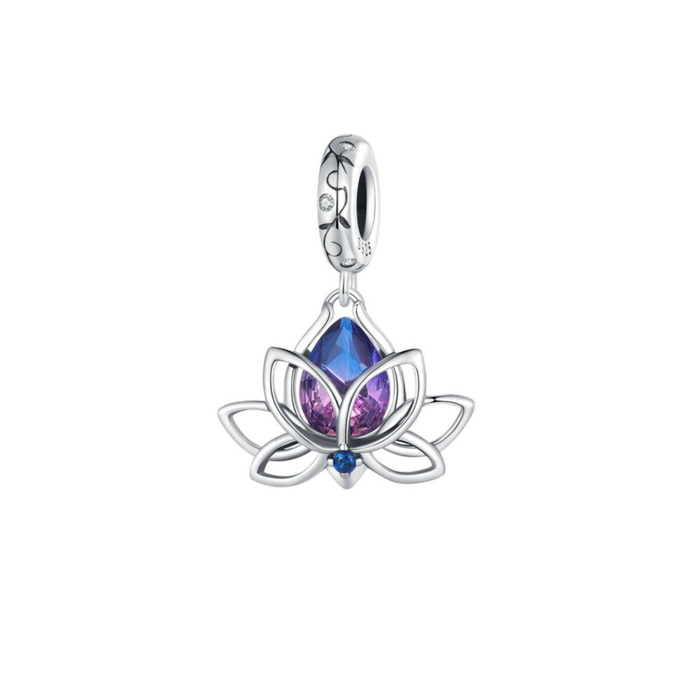 Pink Ombré Cubic Zirconia & Sterling Silver Lotus Charm