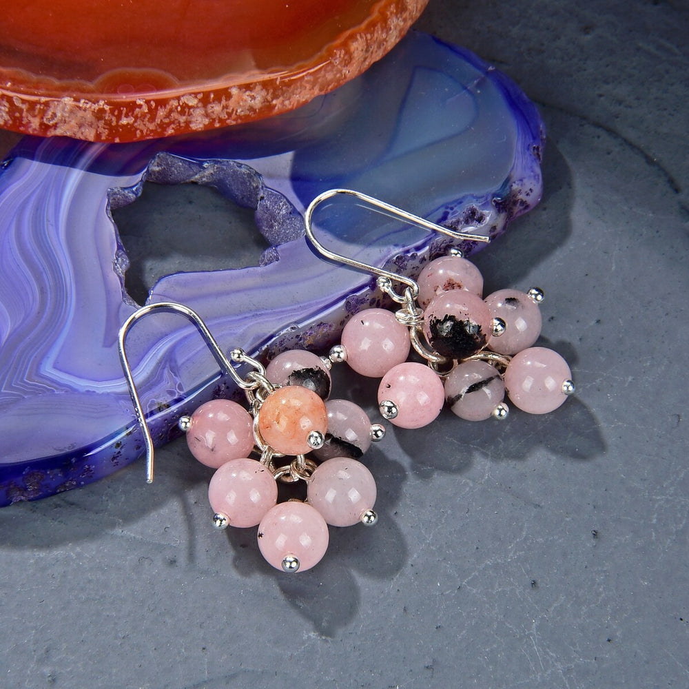 Pink Opal Cluster Style Earring