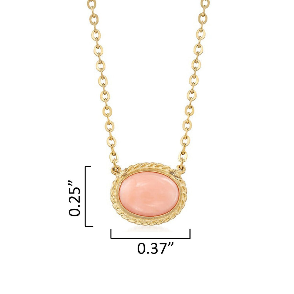 Pink Opal Gold over Sterling Silver Solitaire Pendant Necklace